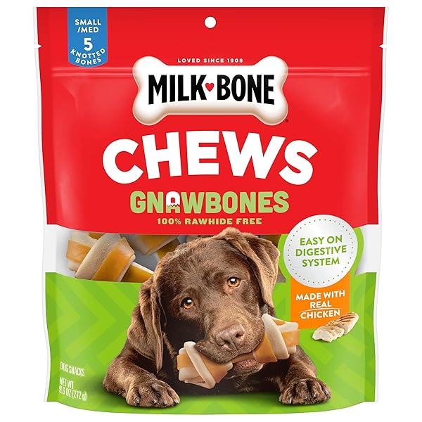 MILK-BONE CHEWS GNAWBONES RAWHIDE FREE DOG TREATS, CHICKEN,...