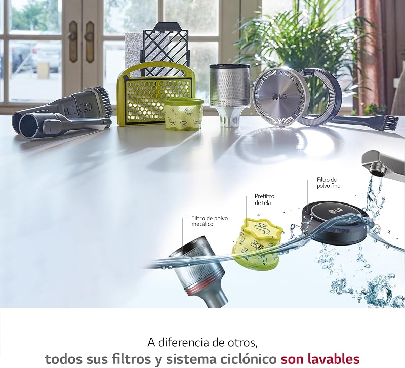 A9K-CORE2S - Aspirador Escoba, Kompressor 200W succión, con Doble batería y Sistema de compresión de Polvo, Silver