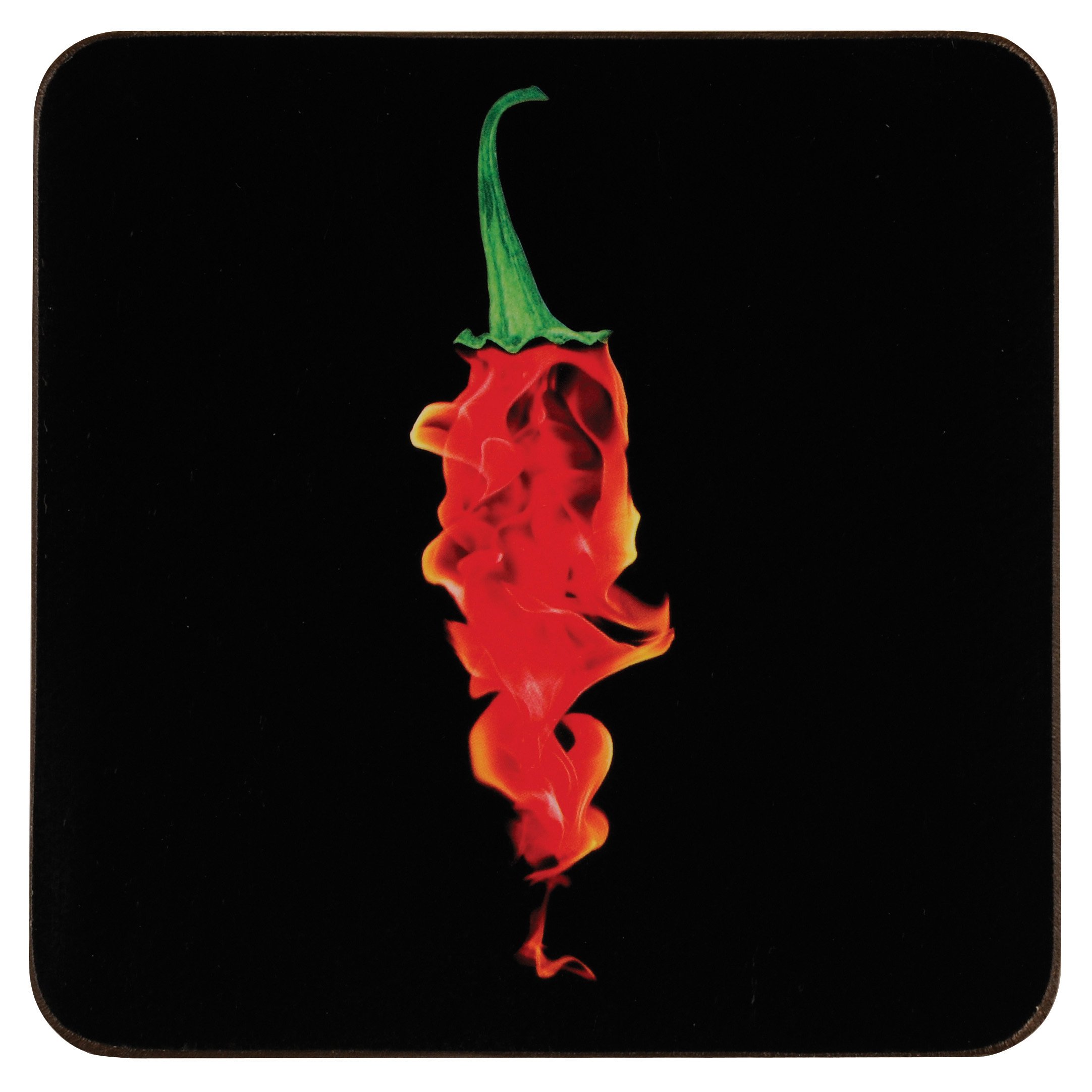 Premier Housewares Flaming Chilli Cork Coasters, 10 x 10 cm - Set of 4
