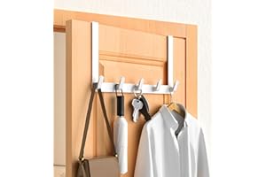 CHAUNCEY HOME Over The Door Hooks Hanger with 11-Inch Extended Brackets for Easy Access by Women, Fits 1 3/4 Doors - Bathroom Accessories and Towel Rack Organizer - 1 Pack, Matte White