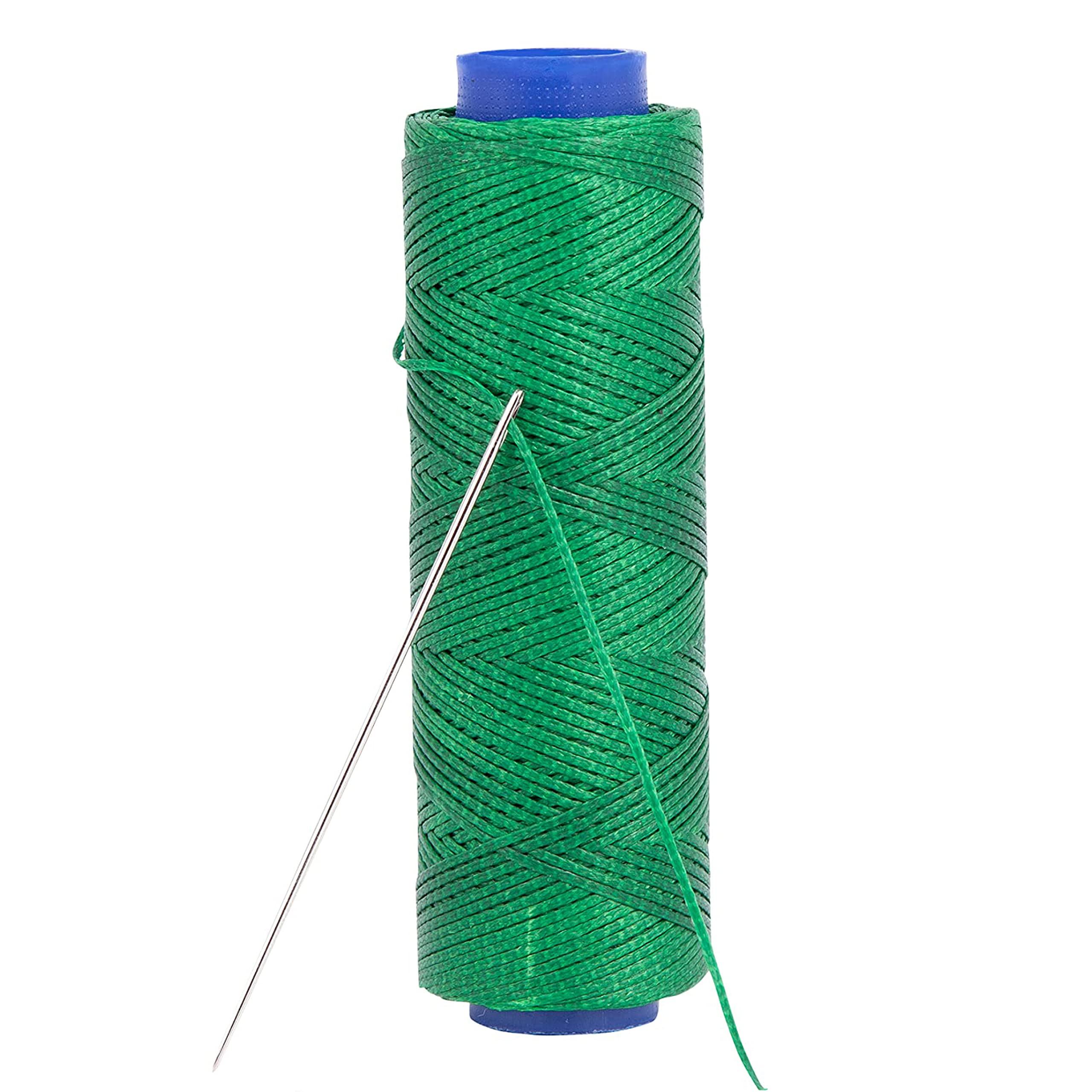 Shelver Waxed Thread, Strong Thread for Leather, Upholstery, Shoe, Bag, incl. Needle (Colour: Green)