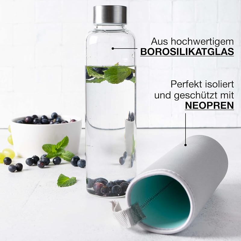 Trinkflasche Glas 500 ml für Kohlensäure, Mintgrün — Foto 2 von 7