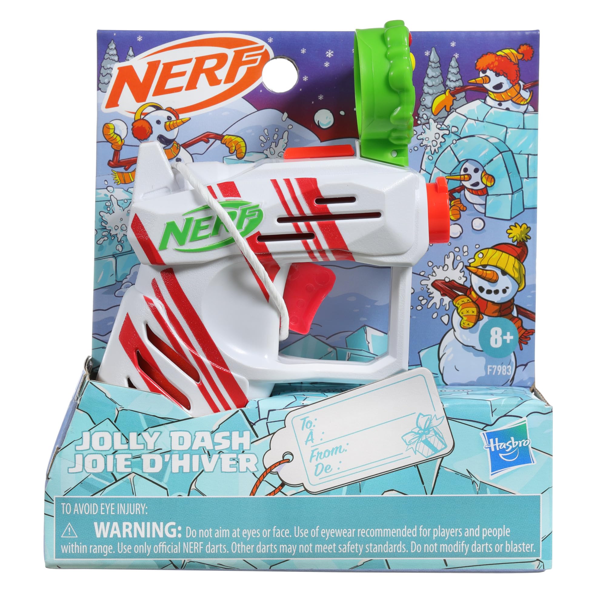 Nerf Elite 2.0 Jolly Dash Blaster, 2 Elite Darts, Pull to Prime, Winter Toy Foam Blaster for 8 Year Old Boys & Girls