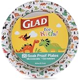 Glad for Kids Disposable Paper Plates, Dinosaurs, 8.5 Inch, 20 Count | Heavy-duty, soak-proof, cut-resistant plates for birthdays, parties, and everyday meals
