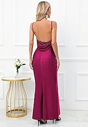 Capuffy Women Drape Neck Formal Maxi Dresses Lace