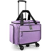 BatlFrist Rolling Teacher Bag with Five 360-Degree Swivel Wheels,Teacher Tote Bag with Detachable Trolley,Using YKK zipers,Fits for 15.6" Laptop (Lilac)