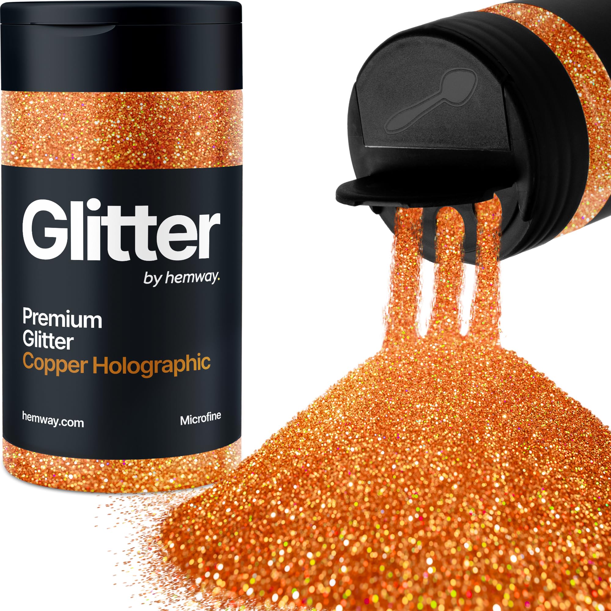 Holographic Copper Glitter Shaker, 130g Microfine Glitter, Crafts 1/256" Metallic Flake Copper Sequins, Resin & Epoxy Crafts, Decorating, Halloween, Christmas Nail, Face, Hemway