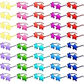 Cindeer 40 Pairs Rimless Star Shape Sunglasses Colorful Transparent Sunglasses Pentagram Glasses for Adult
