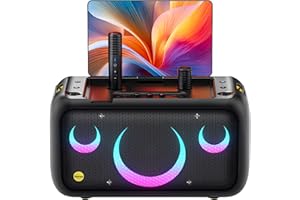 Ikarao Karaoke Machine for Adults with Lyrics Display, Built-in 13.3" Screen, Truly All in One Karaoke Machine with 2 Wireless Microphone (Hidden & Self Charging), 800W Bluetooth Speaker for Party, TV