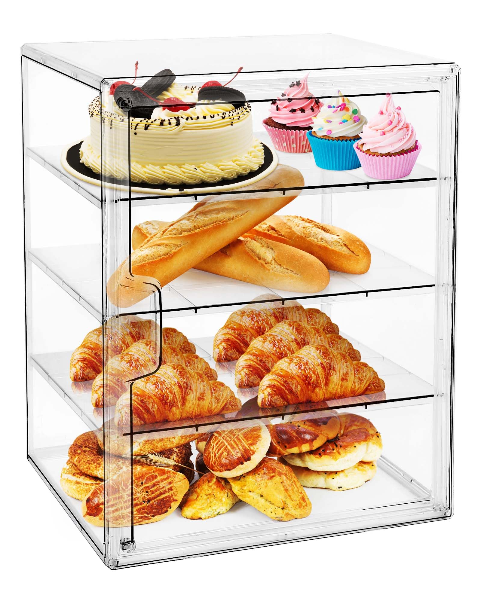 Photo 1 of MEI NIAN Pastry Display Case,Bread Box for Kitchen Countertop,4-Layer Adjustable BreadBox, Large Capacity Bread Box for Home-baked Breads,Muffins,Bagel Storage Container, Bread Holder