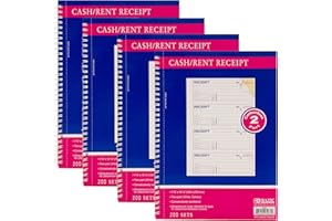 BAZIC Cash Money or Rent Spiral Bound Receipt Book, 200 Sets 7 5/8" x 10 7/8" 2-Part Carbonless, White & Bound Wraparound Cov
