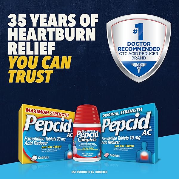 PEPCID COMPLETE ACID REDUCER + ANTACID WITH DUAL ACTION, COOLING MINT, 50-COUNT CHEWABLE TABLETS