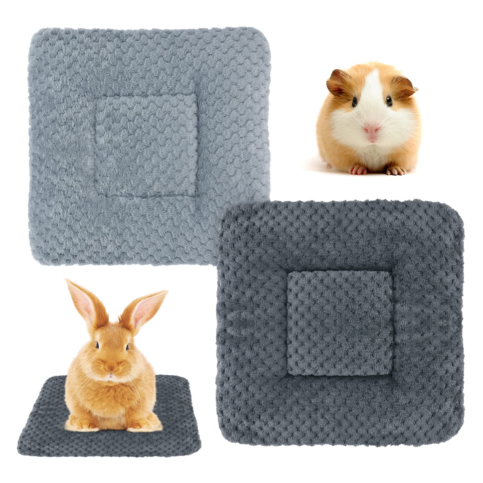 Hileyu Small Animal Plush Bed 2 Pcs Warm Fluffy Puppy Blanket Fleece Rabbit Guinea Pig Pad Bed Sleep Mat for Puppy Dog Kitten Bunny Chinchilla, Squirrel Hamster 30 * 30cm