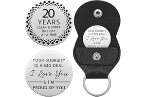 Ukodnus 1 to 11 Months Sobriety Coin, 1 to 30 Years Sober Coin, Clean & Sober One Day at a Time, Recovery Token, AA Anniversary Medallion Chip Gifts, Alcoholics Anonymous