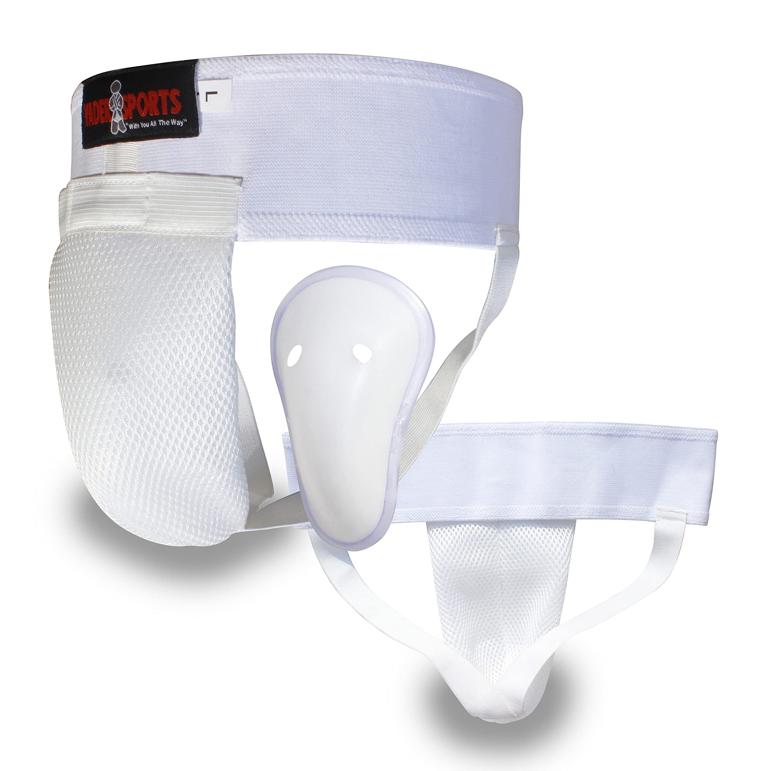 Martial Arts training Groin/ Abdominal protector Male groin guards Kids Cricket guard (White, Large / Adult waist 32" - 34")