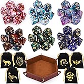 CiaraQ Polyhedral Dice Set &ndash; Two-Tone Colors &ndash; DND Role Playing Dice | Acrylic RPG Dice for Dungeons and Dragons MTG Table Games, 6 dice bags + 1 dice tray, Multi-Color, 42pcs