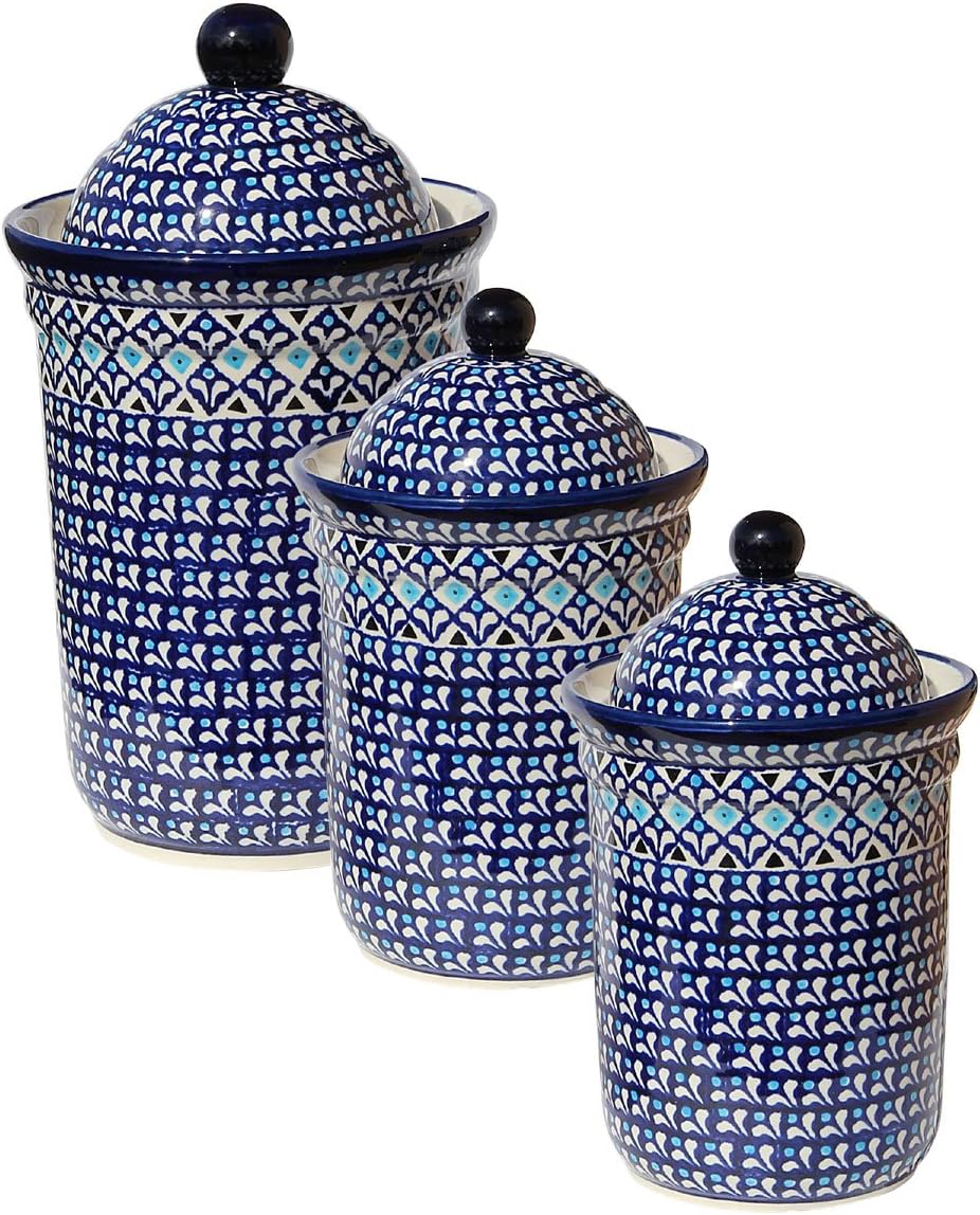 Polish Pottery 3 Pc Canister Set From Zaklady Ceramiczne Boleslawiec 1244/1243-217a