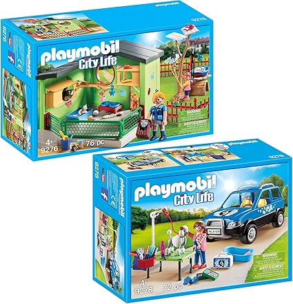 Amazon.com: Playmobil City Life Purrfect Stay Cat Boarding con aseo para mascotas móvil: Toys \u0026 Games