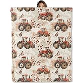 Vintage Farm Tractor Blanket 50X60 in, Flannel Throw Blankets for Travel Camping Sofa Living Room Decor, Lightweight Cozy Soft Fuzzy Gifts for Women Adults Kids