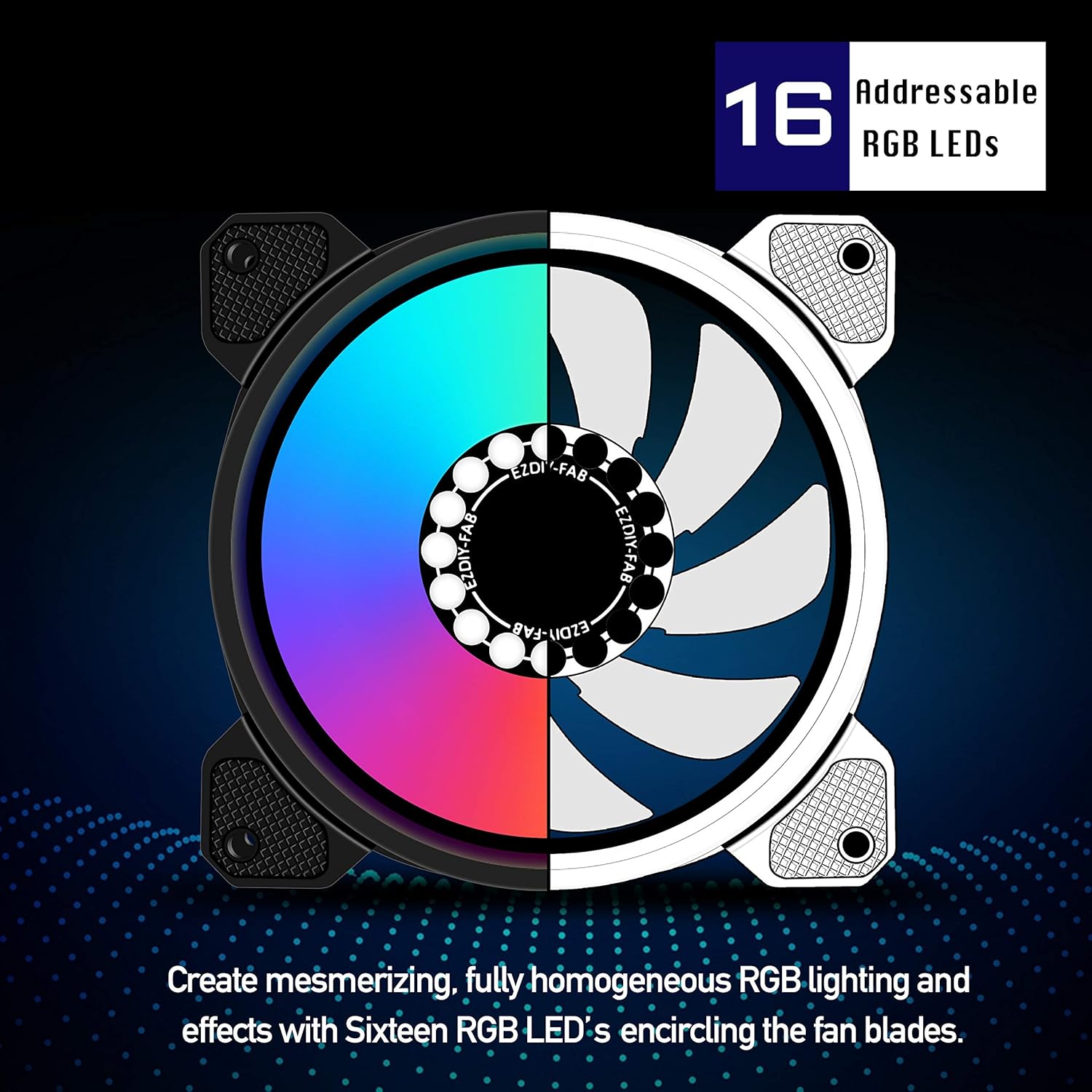 EZDIYFAB ARGB 120mm Case Fans,Motherboard Aura Sync Fan,High Airflow
