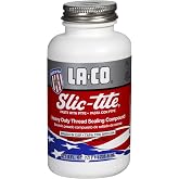 LA-CO 42019 Slic-Tite Premium Thread Sealant Paste with PTFE, -50 to 500 Degree F Temperature, 1/2 pt Jar with Brush in Cap , White