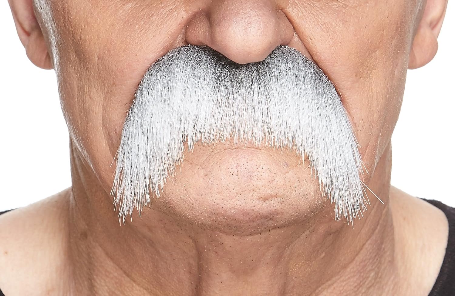 Mustaches Fake Mustache, Self Adhesive, Novelty, Horseshoe False Facial Hair, Gray with White Color