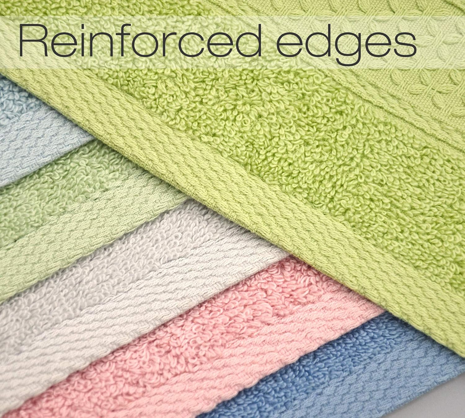 Cleanbear Pure Cotton Wash Cloths Face Cloths, 6 Colors per Set, 13 x 13 Inches (Light Blue, Jade Green, Light Green, Grey, Light Grey, Pink): Kitchen & Dining
