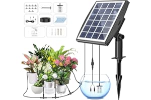 Solar Powered Drip Irrigation System, OHYEAHSPIN Solar Automatic Garden Watering Outdoor Greenhouse Accessories Supported 15 Pots Plants & 6 Timer Modes