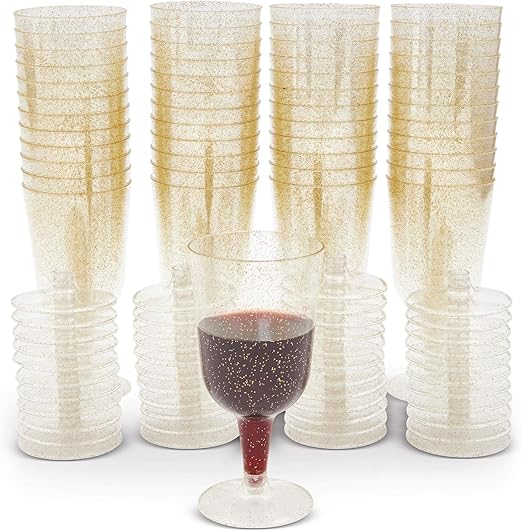 Amazon Gold Glitter Plastic Wine Glasses (7 oz, 50 Pack) just 19.99