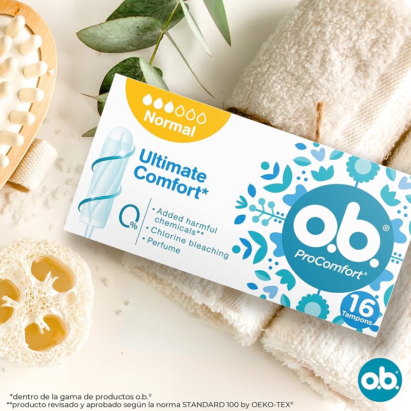 Tampones OB ProComfort Ultimate Comfort (1 x 16), tampones de absorbencia normal sin sustancias químicas nocivas ni fragancia, tampones sin aplicador no blanqueados con cloro — foto 7 de 8