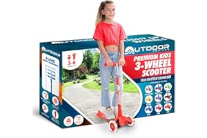 OUTDOORCRUISER Outdoor Cruiser 3-Wheel Kids Scooter – with Lean-to-Steer Technology, Wide Deck, Led Lighted Wheel, 4-Level Adjustable Height T-bar Handle, Support Kids Up to 150 Lbs, for Boys & Girls Ages 3-8, Red