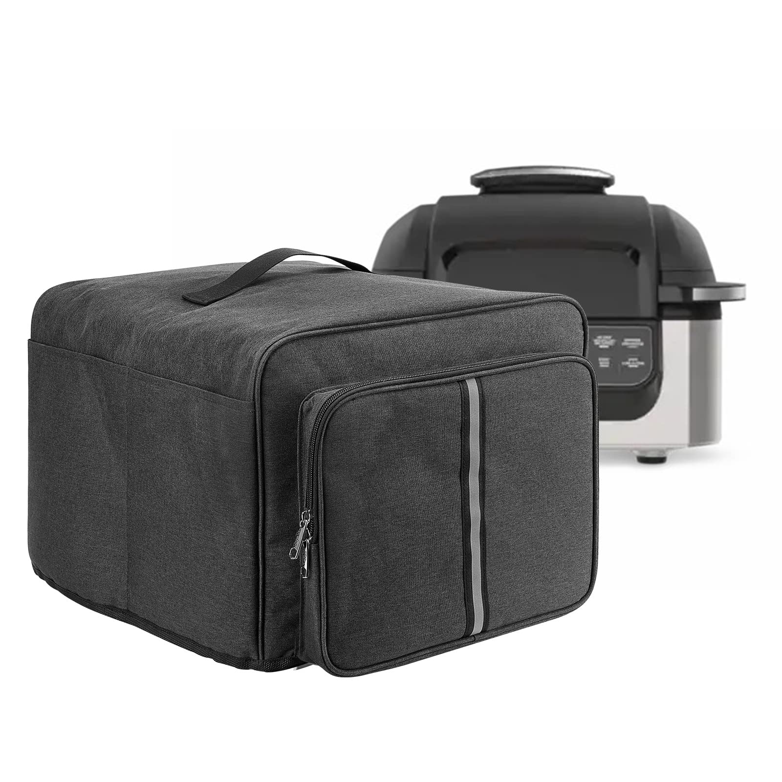 Kingshion Dustproof 5 in 1 Cover with Storage Bag Compatible with Ninja Foodi Grill AG301, AG302, AG400, Front Storage Bag and Side Insert Bag, Dustproof Cover for Ninja Foodi (Dark Grey)