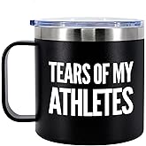 Panvola Tears of My Athletes Coach Gifts for Men Women Athlete Trainer Gifts Sports Team Manager Insulated Coffee Mug with Handle and Lid Camping Travel Thermal Mugs 14 oz Black