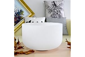 TOPFUND G Note Crystal Singing Bowl 18 inch Throat Chakra Sound Healing with Large Rubber Mallet
