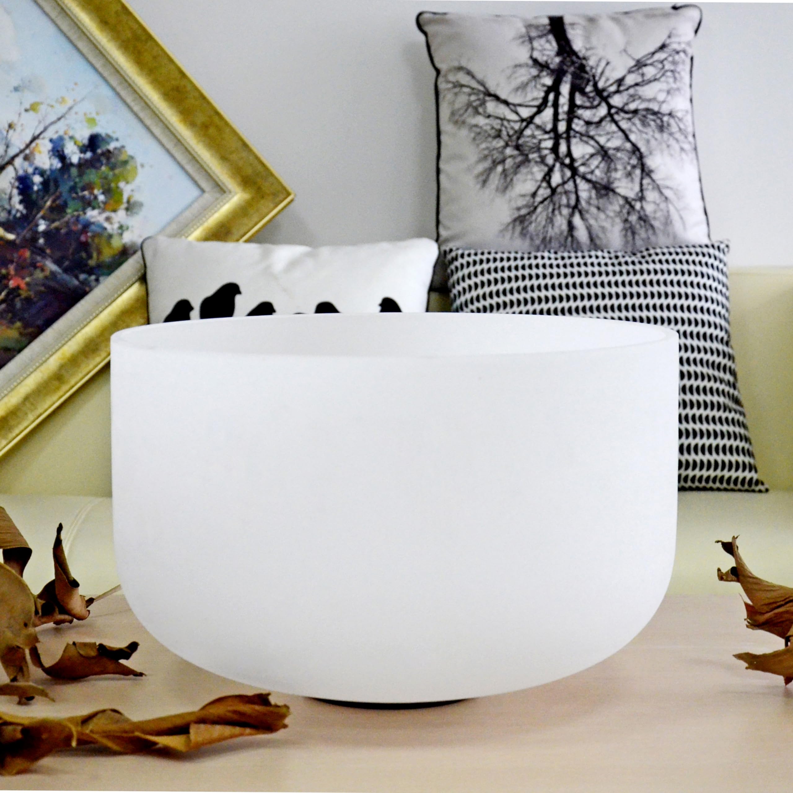 TOPFUND 18 inch G Note Crystal Singing Bowl Throat Chakra with Large Silicone Rubber Mallet Image