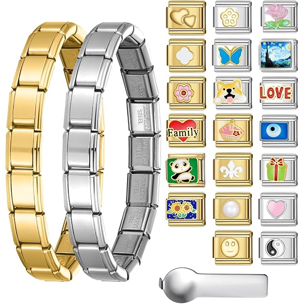 66 Assorted Italian Charms Bracelet Set With Starter & Tool - 9mm Enamel Charms - 1990s 2000s Style 11 thumbnail image