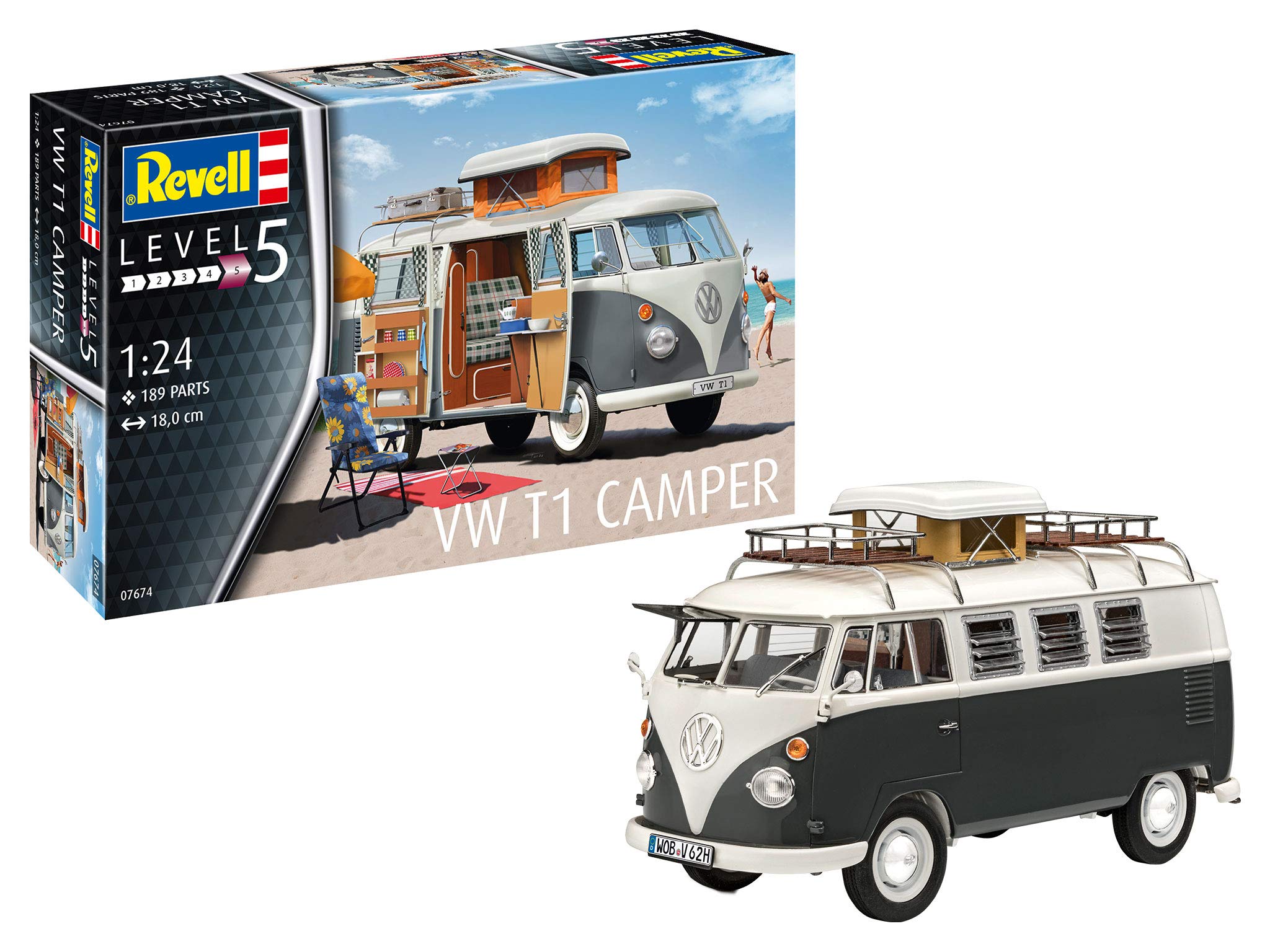 Revell 07674 VW T1 Camper 1:24 Scale Unbuilt/Unpainted Plastic Model Kit