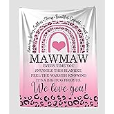 Mawmaw We Love You Blanket Pink Leopard - Respectful and Loving Blanket Gifts for Mawmaw On Mothers Day Birthday Holiday Anniversary - Soft Cozy Throw 50X60 Inches