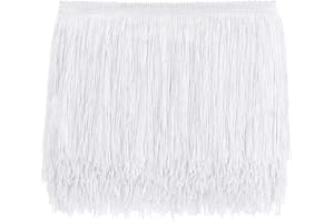 AWAYTR 10 Yards Sewing Fringe Trim - 4in Wide Tassel for DIY Craft Clothing and Dress Decoration (White, 4 Inches Wide)