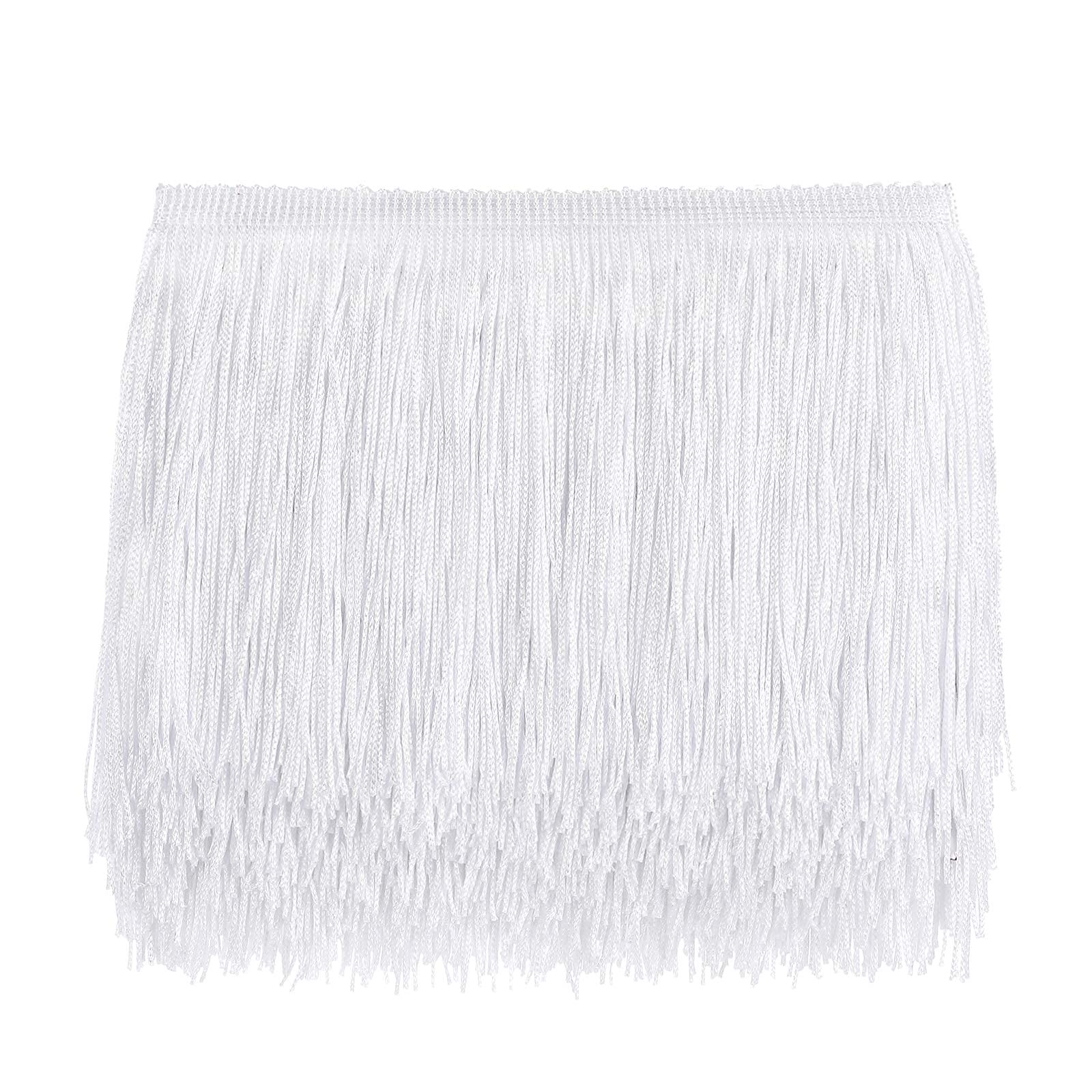 Photo 1 of AWAYTR 10 Yards Sewing Fringe Trim - 12in Wide Tassel for DIY Craft Clothing and Dress Decoration (White, 12 Inches Wide)