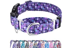 Fidohug Reflective Martingale Collar for Dogs with Quick Release Buckle Cute No Pull Training Dog Collars (Purple Polka Dot, Medium)