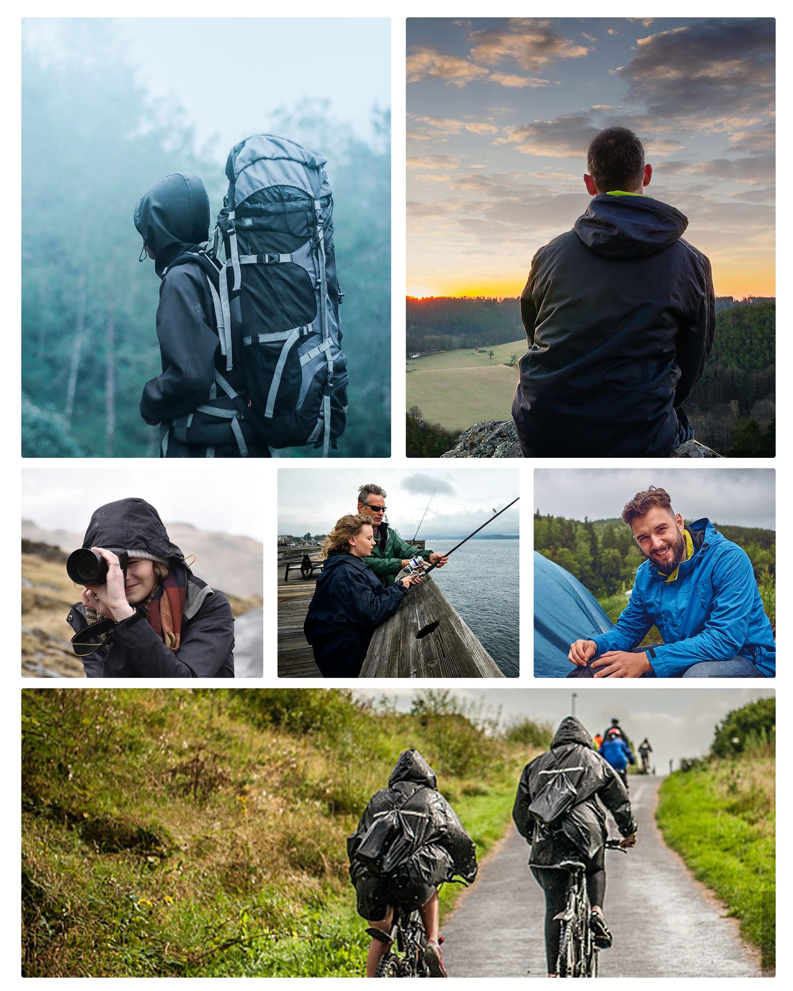 Coutyuyi Herren Regenanzug Wasserdichte Regenjacke Atmungsaktiver Leichter Regenmantel mit Kapuze Geeignete Regenkleidung für Freizeit, Outdoor-Sport, Golf, Wandern（L，Nachthimmel Schwarz） 2