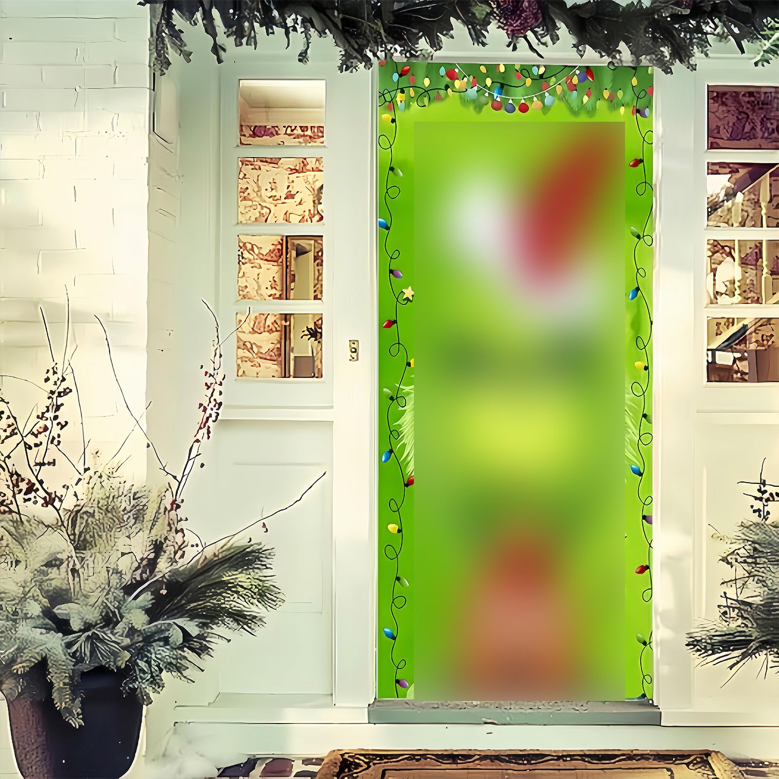 BPTZYLN 90 Cm x 180 Cm Christmas Door Cover Decor Christmas Front Door Decorations,Christmas Door Decorations Enhance The Joyful Atmosphere Christmas Door Cover Elasticated Ideal Party Supplies