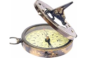 COLLECTIBLESBUY Vintage Navigational Compass Functional Tool Home & Table Decor Nautical Sundial Compass Round Brass Finish