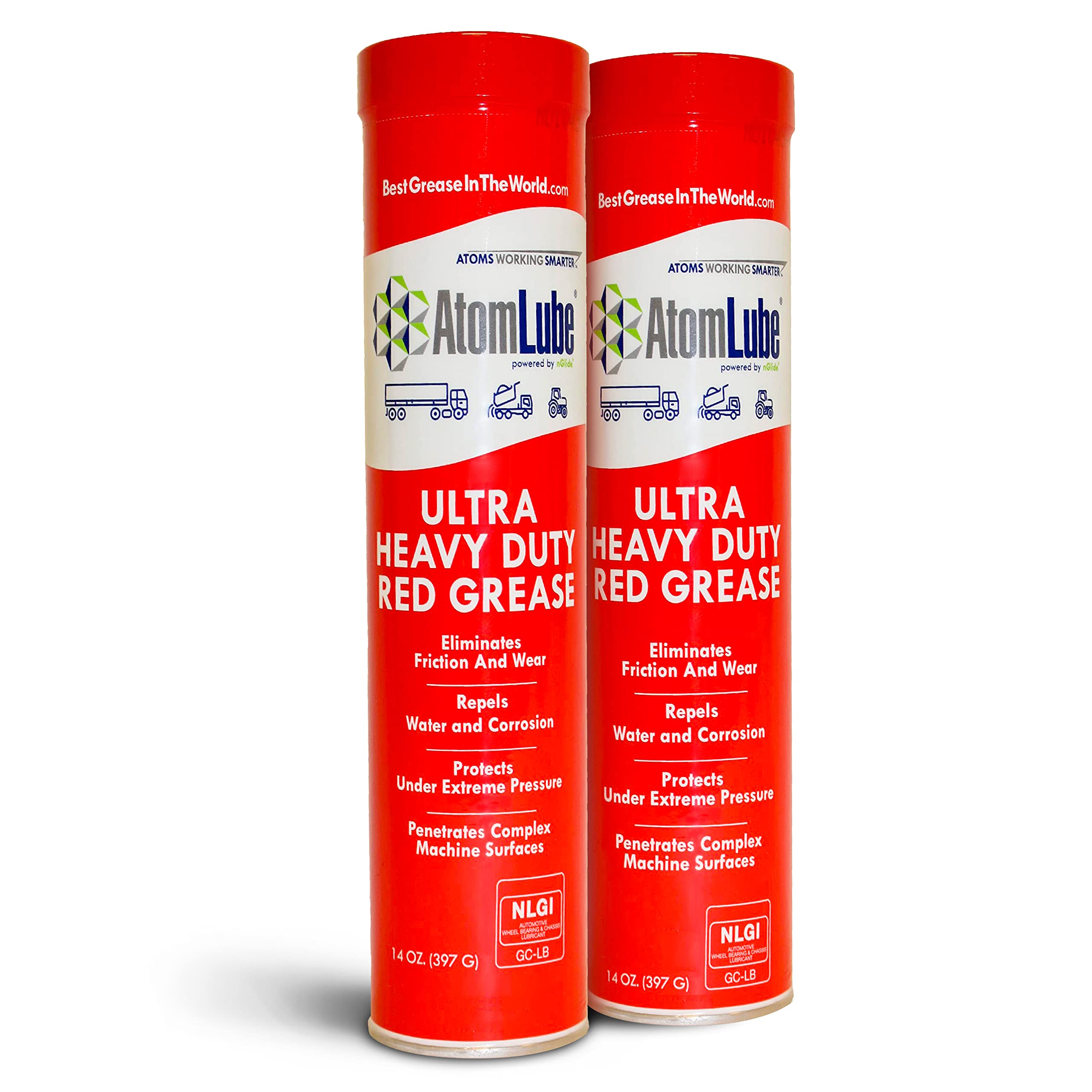 AtomLube Ultra Heavy Duty Red Grease, 2-Pack of 14