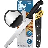 Cutluxe Bread Knife with Cover, 10" Serrated Knife for Sourdough Bread | Razor Sharp Stainless Steel Blade with Ergonomic Anti-Slip Handle Design