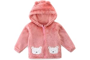 JingleBaBa Unisex Baby Fleece Jacket Winter Sherpa Lined Hoodie For Girls Boys Cute Bear Ear Baby Outerwear 12M-5T