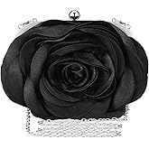 Sunnymove Clutch Purse for Women Evening Bag Flower Satin Handbag Classy Wristlet Purse for Formal Prom Party Wedding Daily