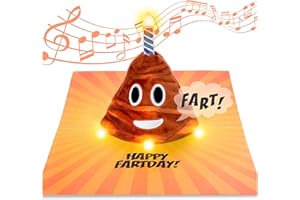 Farting Plush Pop Up Birthday Card - Plays Hilarious Version of Happy Birthday Music, Lights Up in Tune, Popup Card for Men &