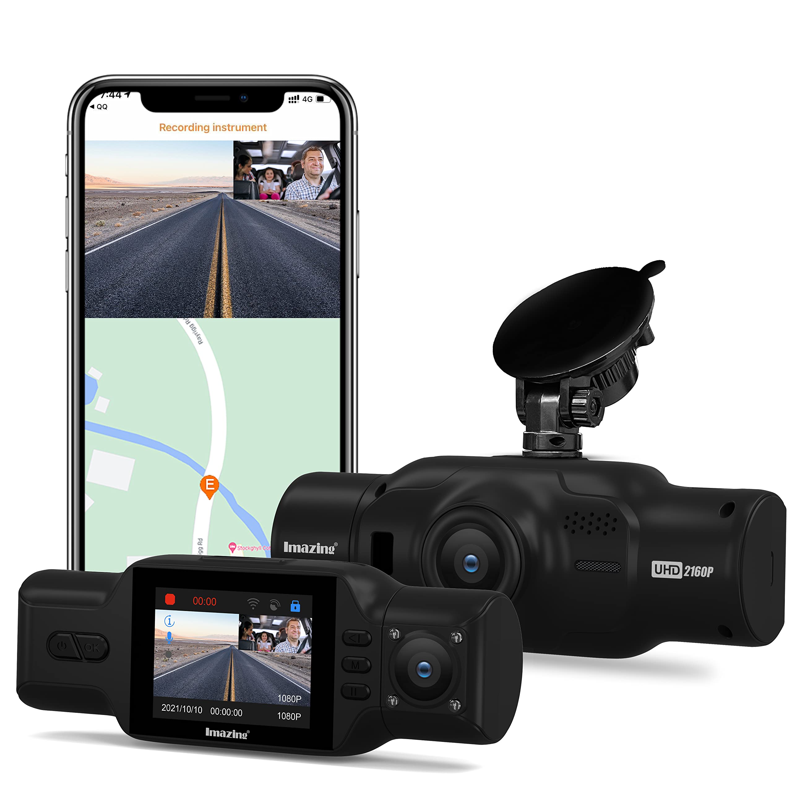 Imazing M8 Pro-Dual Dash Cam Single Front or Front and 1080P Cabin,for Cars with Night Vision, Parking Mode, G-Sensor, WDR, Loop Recording, GPS, WiFi, Support 128GB Max